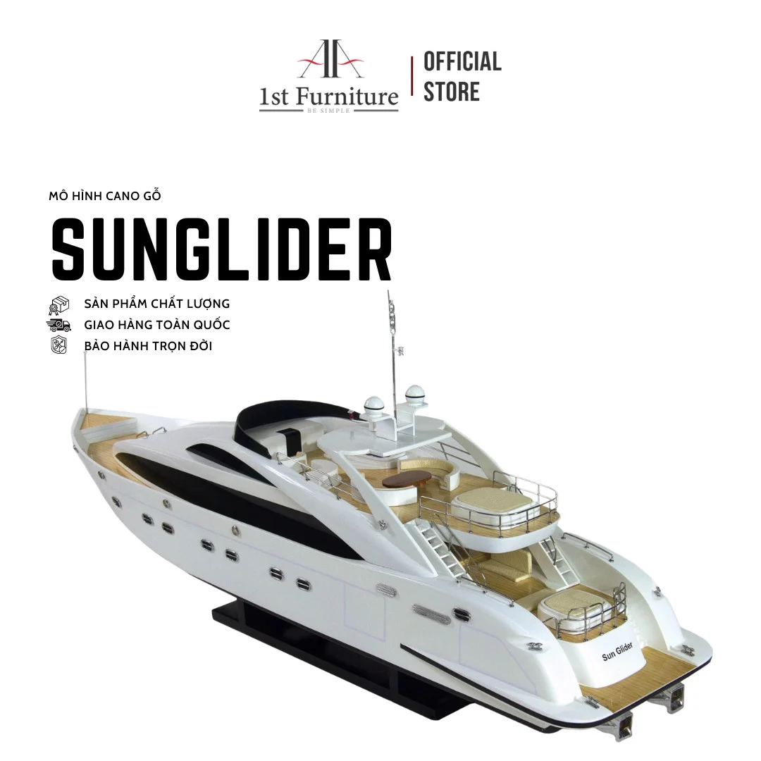 Mô hình cano SUNGLIDER cao cấp, mô hình gỗ tự nhiên, làm quà tặng sang trọng 1st FURNITURE