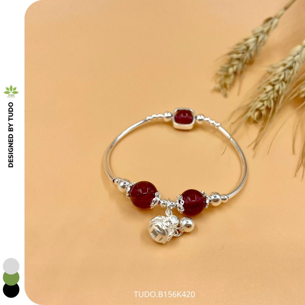 Vòng Tay Nữ Đẹp - Vòng Phong Thủy Mệnh Hỏa Thổ TUDO B156K420 VCBTADH VCBTAH Charm Bạc Túi Tiền Có Chuông - Tài Lộc
