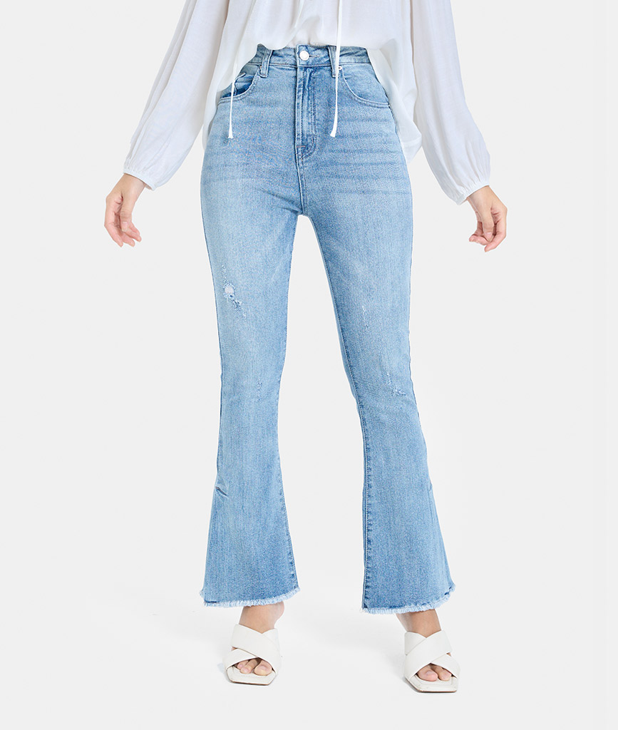 Quần Jeans Dài Nữ Thời Trang HNOSS Kiểu Dáng Ống Loe HNQDA030