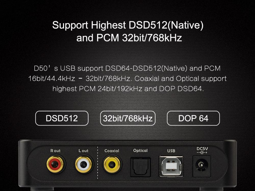 Mới Đứng Đầu D50 / 50S Mini HIFI Giải Mã Âm Thanh ES9038Q2M * 2 USB DAC XMOS XU208 DSD512 32Bit / 768Khz OPA1612 Đầu vào USB/OPT/DẪN