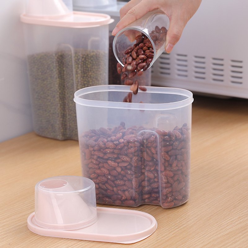 Bình đựng hạt ngũ cốc có nắp 2.5 lít tiện dụng, hộp đựng thực phẩm khô kín hơi chống ẩm kèm cốc đong