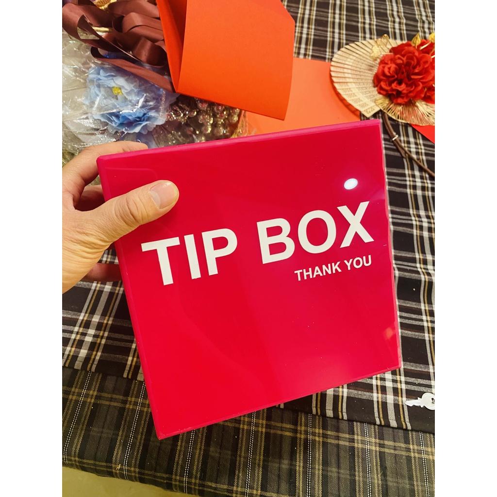 Hộp đựng tip - thùng mica đựng t.iền tip - tip box có ổ khóa