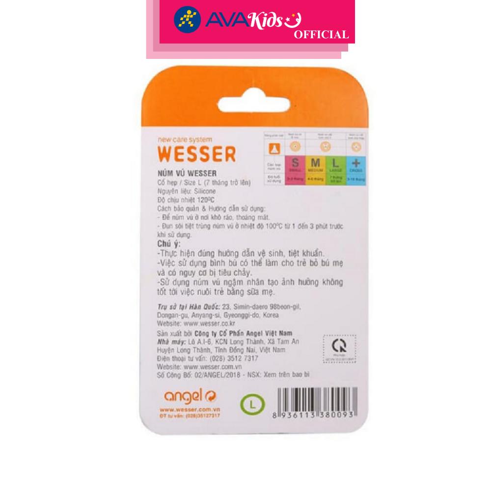 Bộ 2 núm ti Wesser cổ hẹp size L (từ 7 tháng) - Hàng Chính Hãng