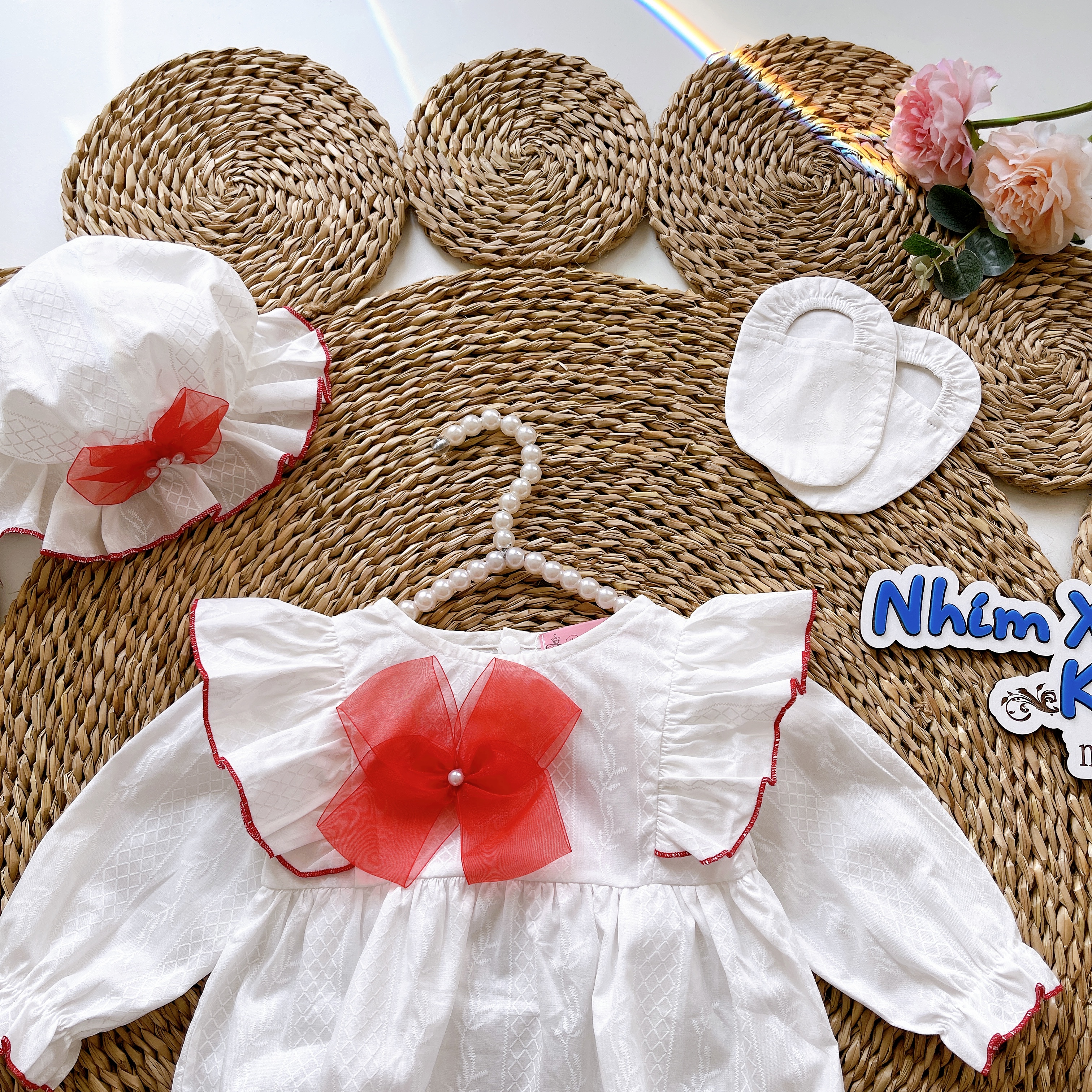 Bodysuit Nơ Handmade Bé Gái 3 Đến 12kg, Áo Liền Quần Bé Gái Chất Thô Nhật [A406