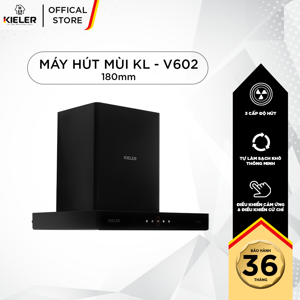 Máy hút mùi gắn tường Kieler KL-V602 điều khiển cảm ứng, tự làm sạch khô thông minh - Hàng Chính Hãng Miễn Phí Vận Chuyển Và Lắp Đặt