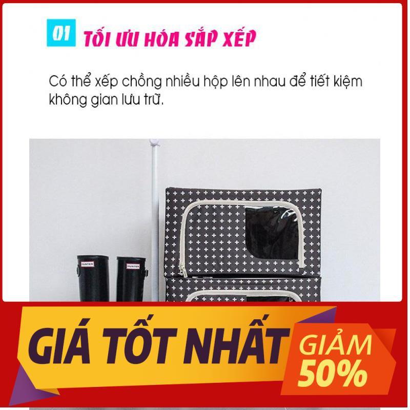 Hộp đựng quần áo chăn màn đa năng thông minh màn túi bằng vải khung thép kim loại gấp xếp gọn size lớn