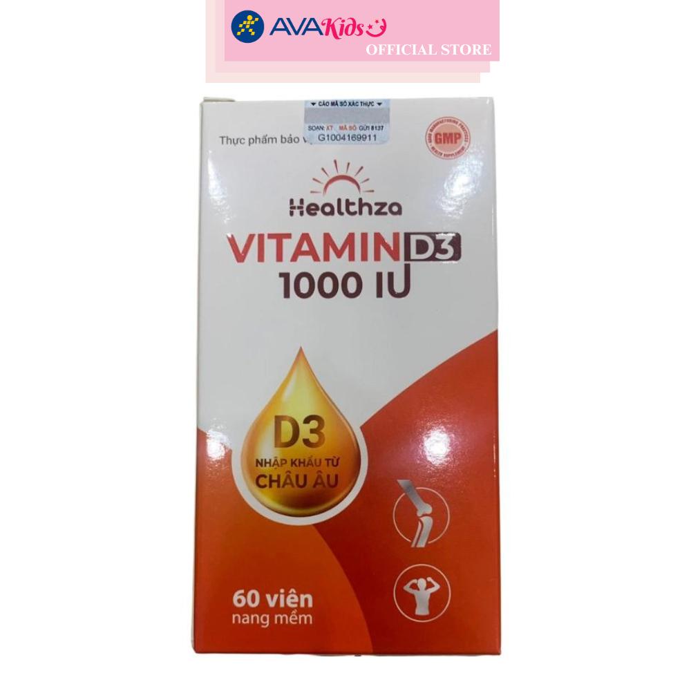 Viên uống Herbland Healthza Vitamin D3 1000IU hỗ trợ hấp thu canxi 60 viên (từ 6 tuổi)