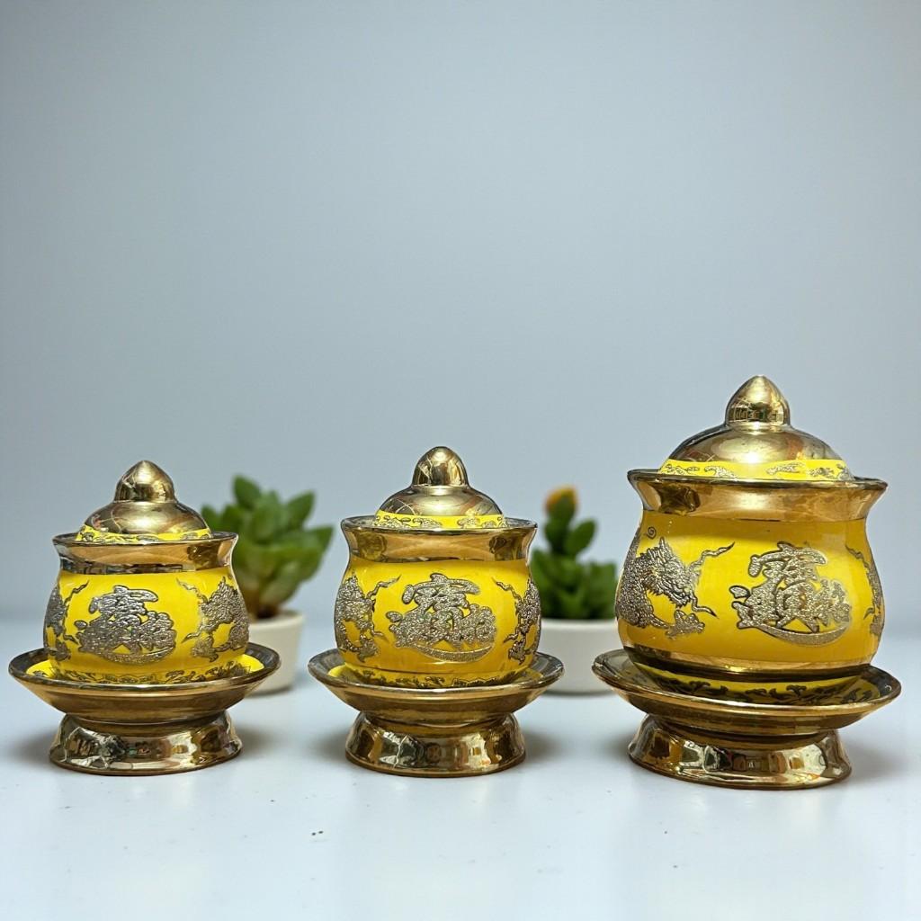 Bộ đồ sứ thờ thần tài RỒNG VIỆT, Đồ thờ gia tiên, thần tài gốm kim sa bát tràng cao cấp