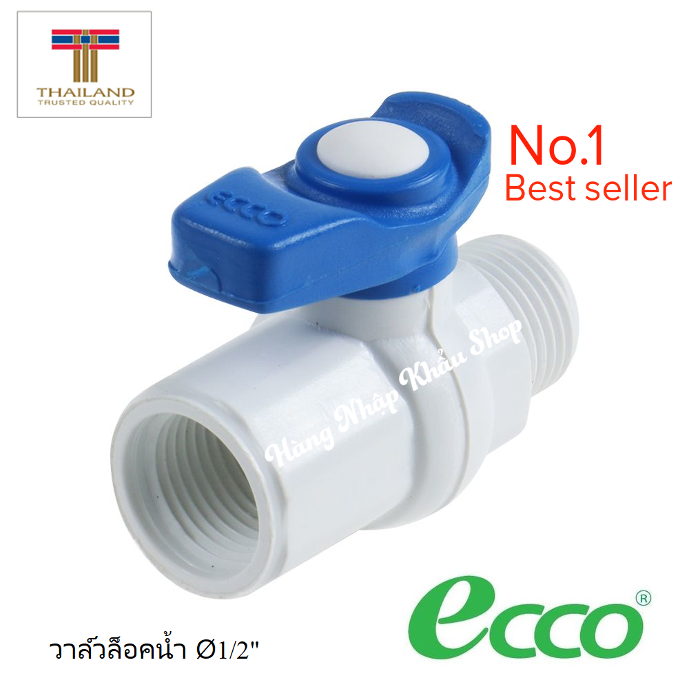 Van khóa nước ECCO 1 đầu ren trong 1 đầu ren ngoài nhập khẩu từ Thái Lan