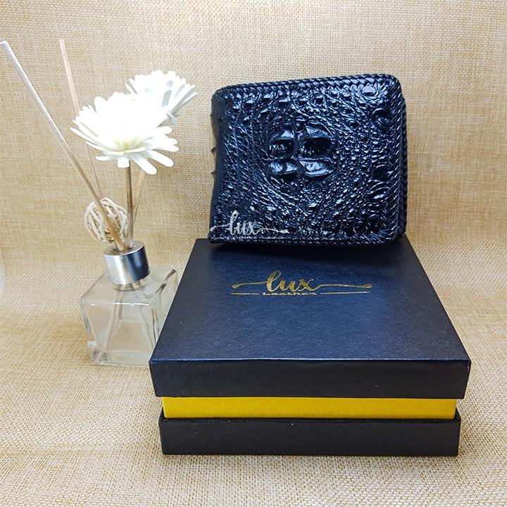 Ví Nam Da cá sấu LuxLeather LM1113 Đan Viền thủ công - Một mặt - Kiểu Ngang - Gù nguyên con