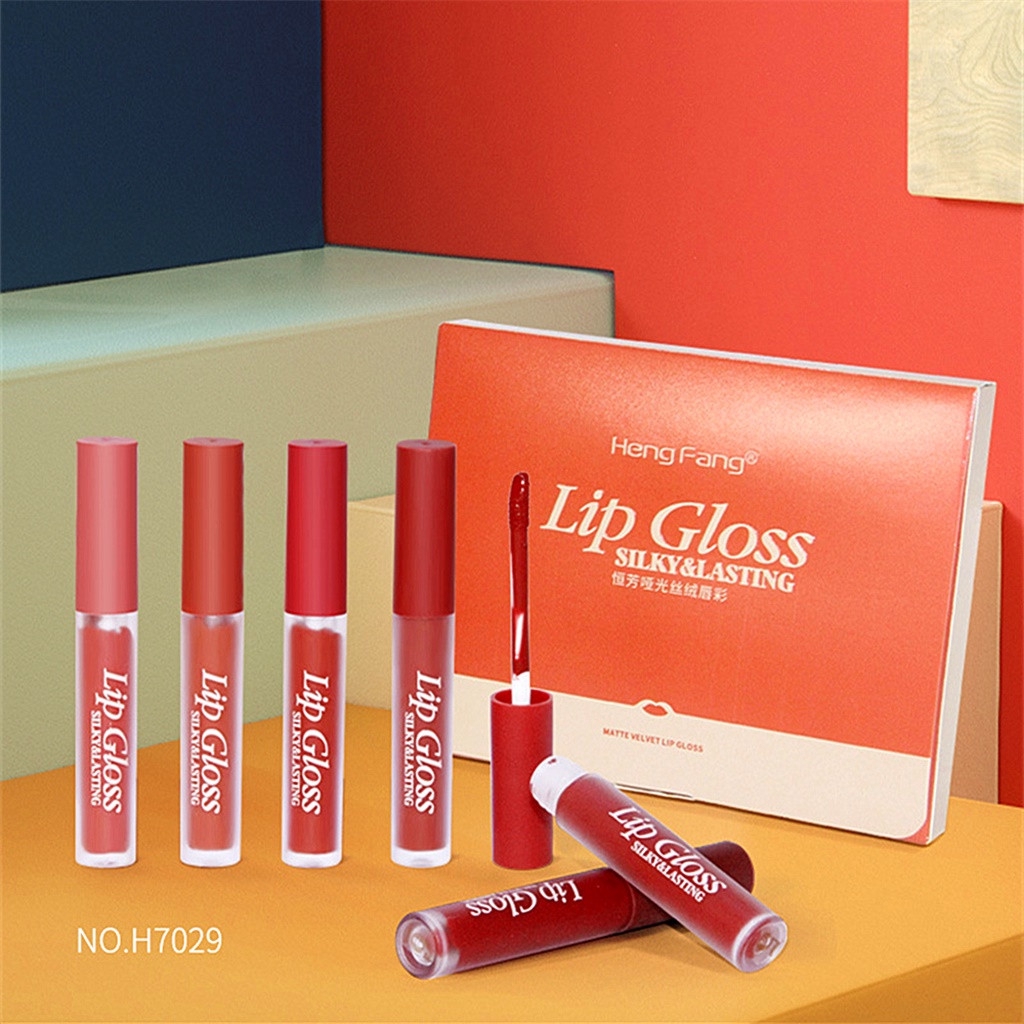 Set 6 son kem kháng nước lâu trôi và giữ ẩm cho môi Hengfang Lip Gloss Silky&amp;Lasting