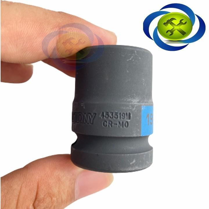 Tuýp 19mm loại 1/2 Kingtony 453519M ngắn 6 cạnh màu đen