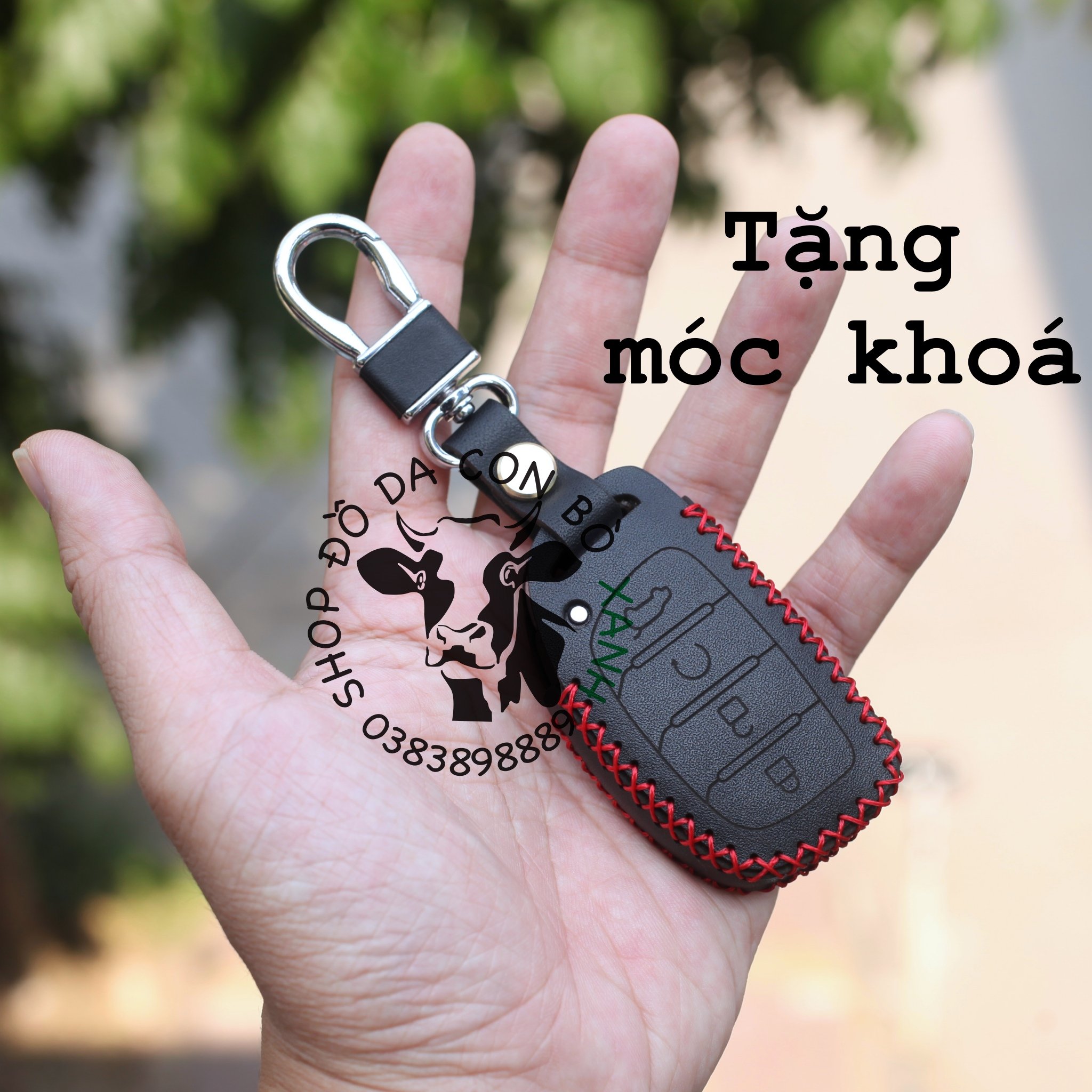 Bao da chìa khoá Hyundai Creta 2022, Hyundai Stargazer 2022 2023 4 nút handmade da thật 008b