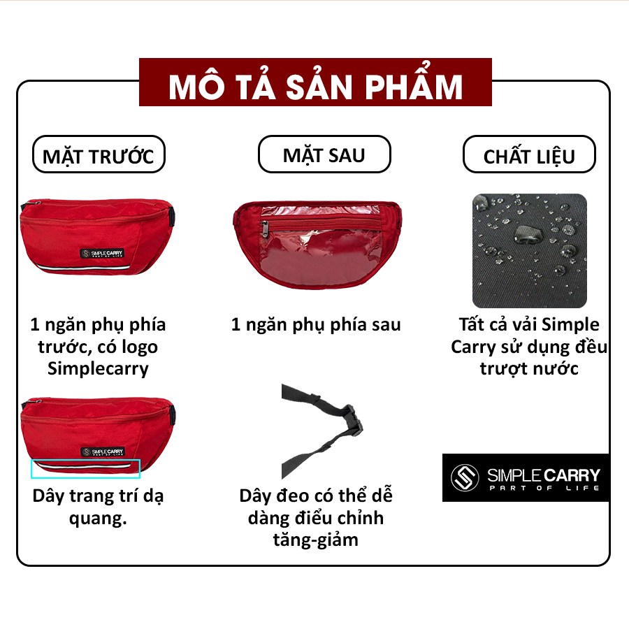 Túi đeo chéo SIMPLECARRY CREDO SLING 1 Vải Trượt Nước, Dày dặn, Chắc Chắn-Hàng Chính Hãng