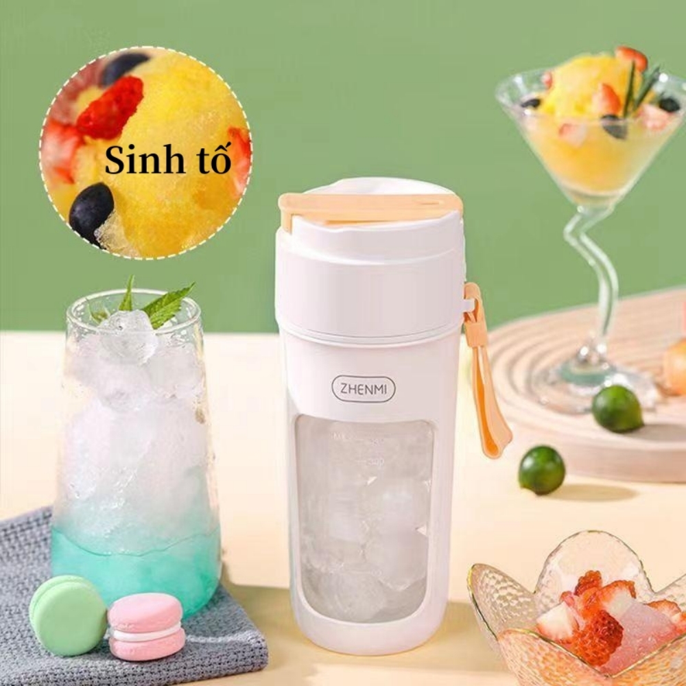 Zhenmi Không Dây Điện Máy Ép Trái Cây Mini Xách Tay Nước Trái Cây Máy Xay Sinh Tố 340Ml Cho Nhà Bếp Cắm Trại Sinh Tố Máy Trộn Thiết Bị Nhà-Hàng chính hãng