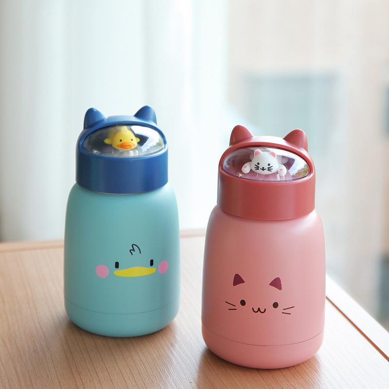 Mèo Đôi Thép Không Gỉ Cà Phê Giữ Nhiệt Cốc Tập Uống 270Ml Màu Hồng Xanh Màu Máy Hút Bình Giữ Nhiệt Du Lịch Cách Nhiệt Chai Lọ
