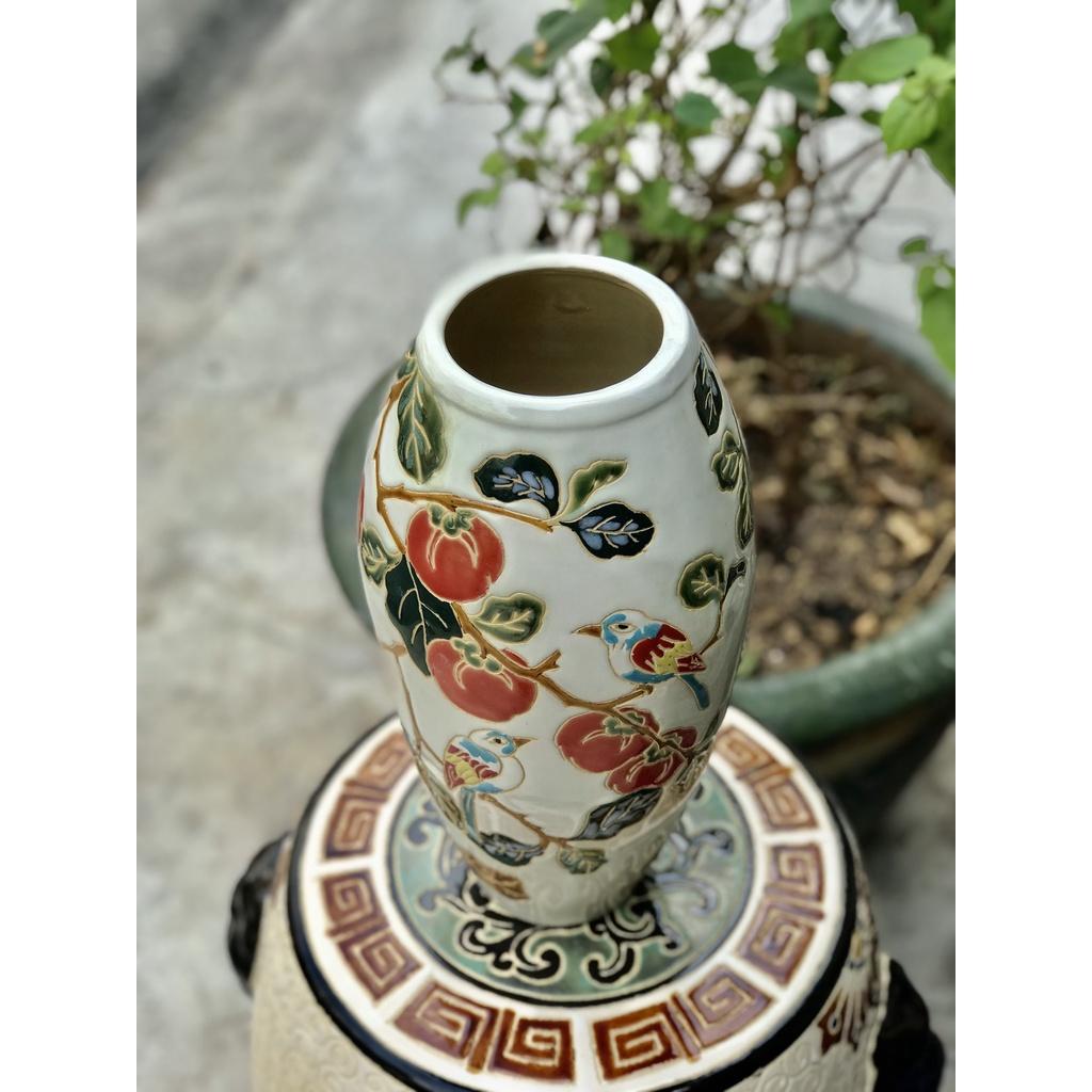 BÌNH HOA CHIM ĐÀO GỐM SỨ NAM BỘ