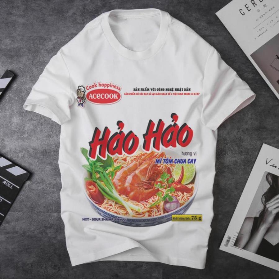 áo thun hảo hảo, áo thun mì hảo hảo - cotton trắng