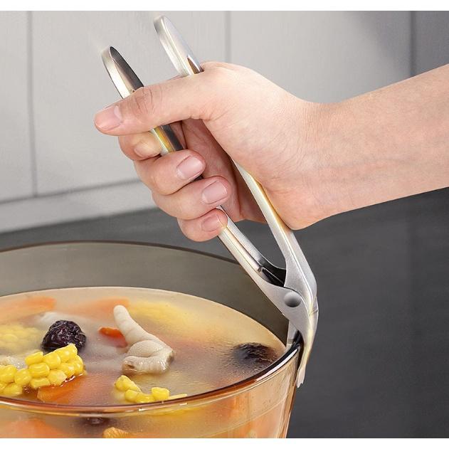 Kẹp gắp đồ nóng, lột tỏi inox 304 toàn bộ cao cấp Đài Loan 19cm x 10cm cứng cáp tiện dụng tránh phỏng tay Hcm