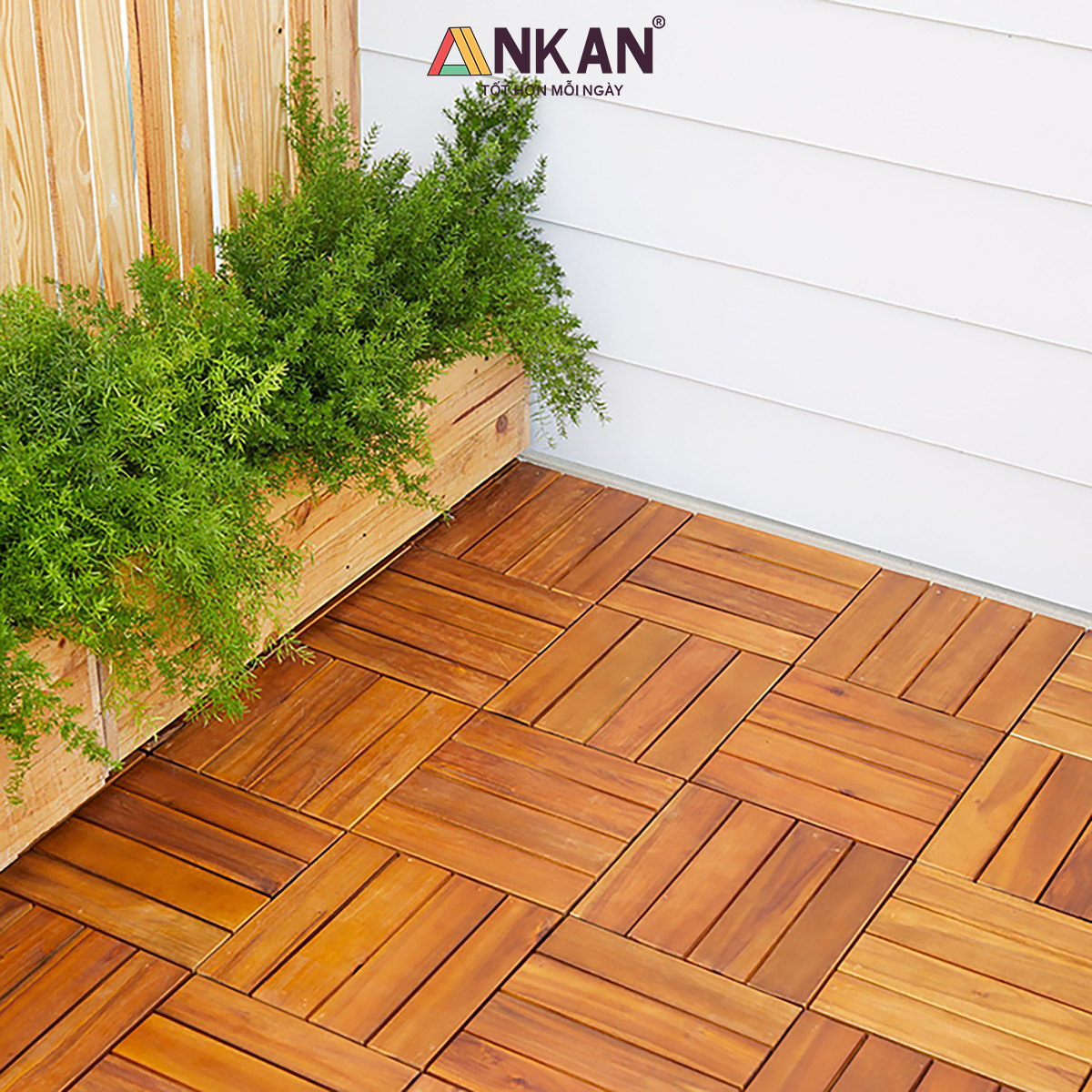 Vỉ Gỗ Lót Sàn Ban Công Cao Cấp 4 Nan – Chống Thấm, Bền Bỉ, Màu Vàng Sang Trọng