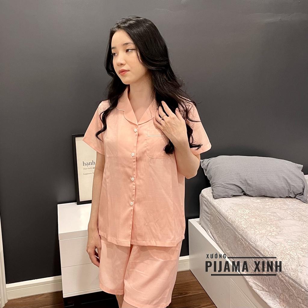 PIJAMA ĐŨI NỮ - Bộ Cộc Quần Đùi Chất Mềm Thoáng Mát Màu Trơn, Họa Tiết, Đồ Mặc Nhà