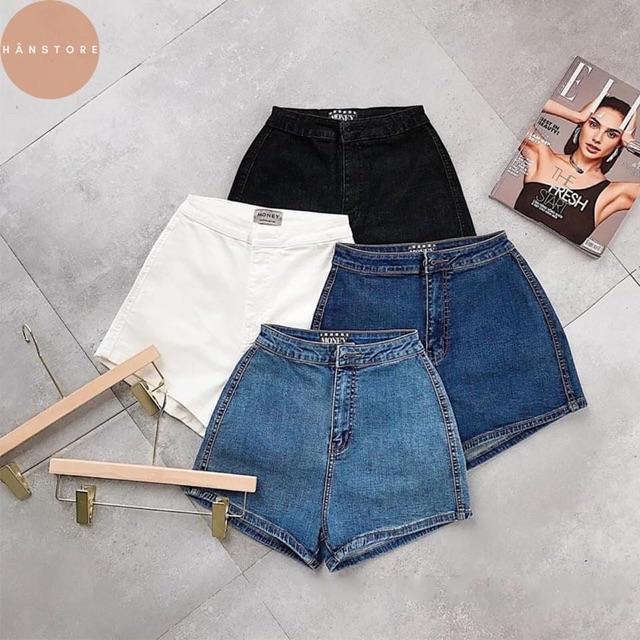 SHORT JEANS ÔM CẠP SIÊU CAO CO GIÃN KHÔNG TÚI TRƯỚC- ảnh thật