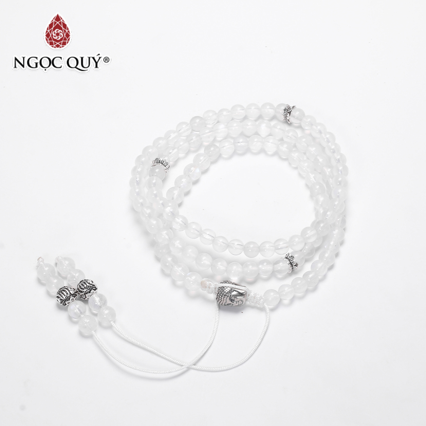 Chuỗi 108 hạt moonstone đá mặt trăng mệnh thủy, kim - Ngọc Quý Gemstones - 10mm