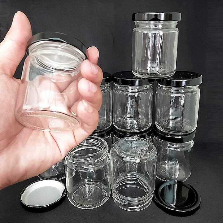 Hũ Chưng Yến Thủy Tinh 100ml mẫu Trụ Tròn - nắp thiếc đen - hũ đựng gia vị, sữa chua, tổ yến, mật ong, dầu dừa, sữa ong chúa, thực phẩm, mỹ phẩm