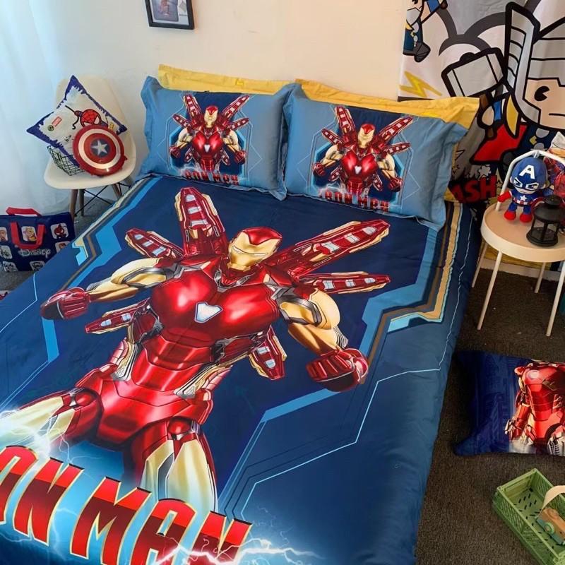 Bộ Chăn Ga Gối Cotton Disney 100%cotton Hàng Nhập khẩu Cao Cấp 4 Món Siêu Anh Hùng
