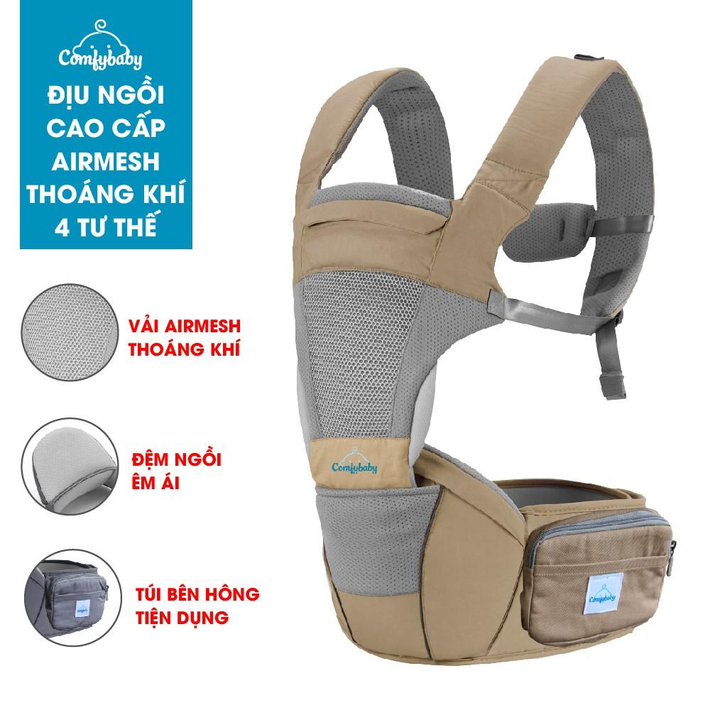 Địu ngồi trẻ em cao cấp siêu mềm 4 tư thế công nghệ Air Mesh thoáng khí - Comfybaby CF818