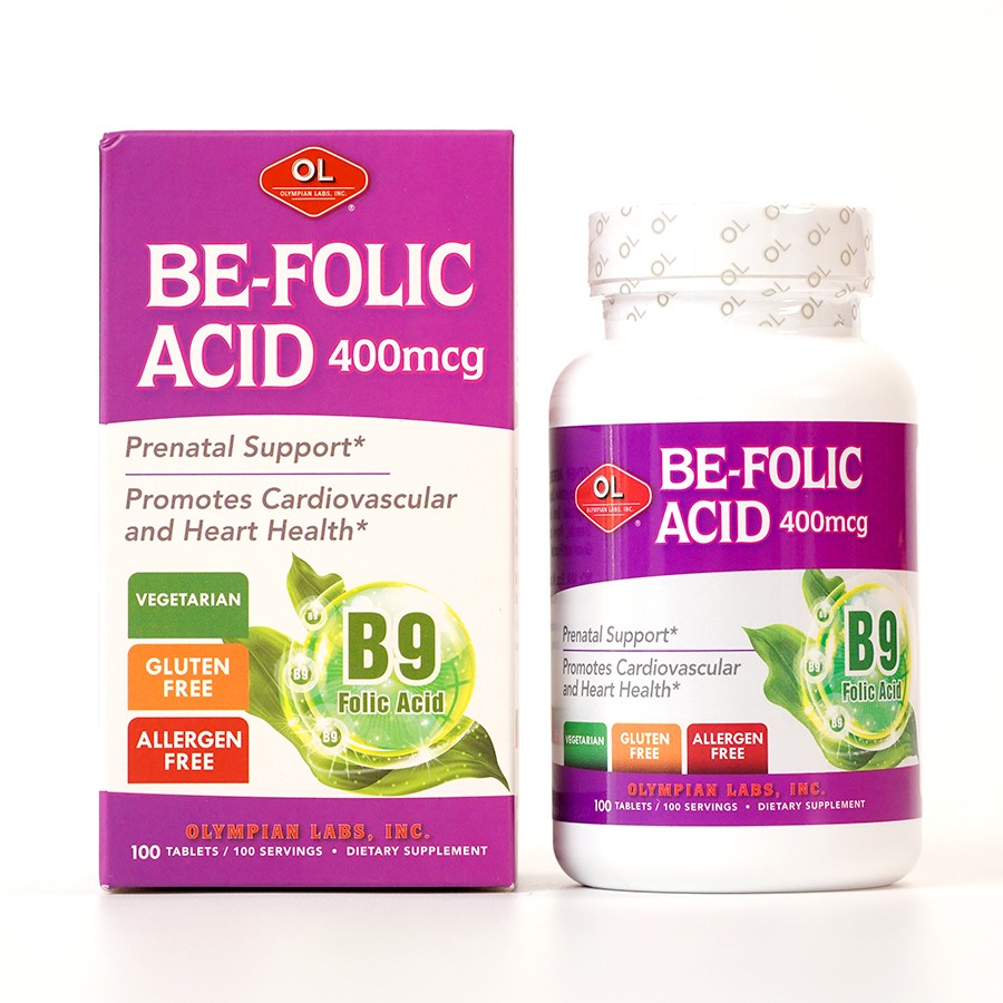Be-Folic Acid Bổ sung axit folic cho bà bầu Olympian Labs 100 viên