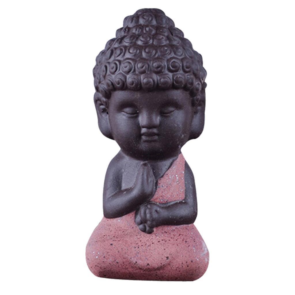 2-3pack Little Monk Buddha Ceramic Statues Holder Tea Pet Home Tea Tray Decor