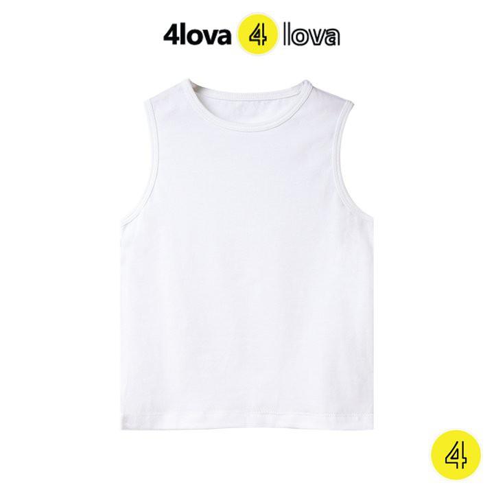 Áo thun ba lỗ cotton size đại cho bé 4LOVA trơn basic hàng chính hãng từ 28-44 kg