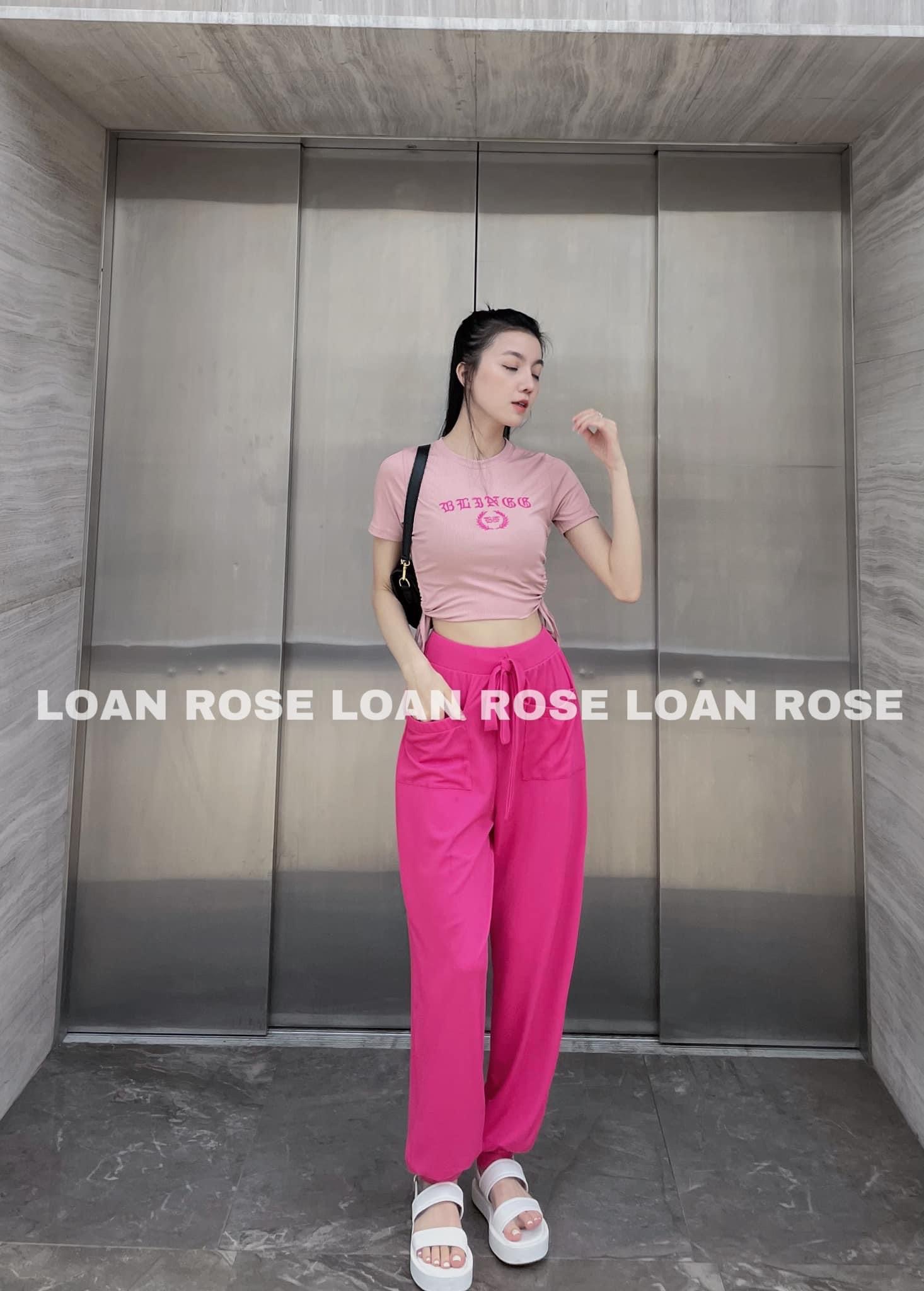 Set Thun Thể Thao nữ Áo Croptop dây rút 2 bên quần thụng