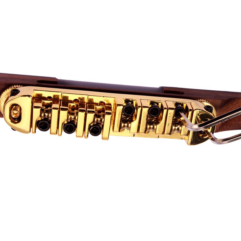 ARCHTOP JAZZ GUITAR BRIDGE WITH ROLLER SADDLES, ROSEWOOD BASE METAL SADDLE