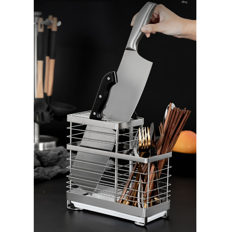 Giá Để Ống Đũa , Giá Dao Kèm Khay Nước Inox 304