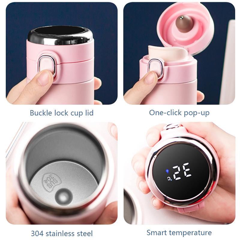 Thông Minh Nước Bình Giữ Nhiệt Inox Màn Hình Hiển Thị Nhiệt Độ Cốc Hút Chân Không Thông Minh Cách Nhiệt Cốc Trẻ Em Bé Gái Tặng