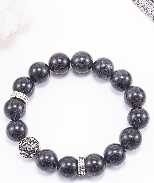 Vòng Tay Phong Thủy Nam Đá Thạch Anh Tóc Đen Phối Charm Cầu Bạc Mệnh Thủy, Mộc Ngọc Quý Gemstones