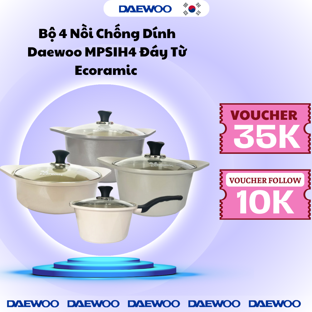 Bộ 4 Nồi Chống Dính Daewoo MPSIH4 Đáy Từ Ecoramic