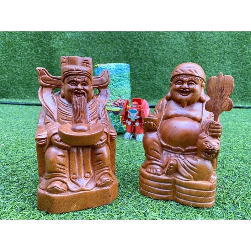 Cặp thần tài thổ địa gỗ hương cao 20cm