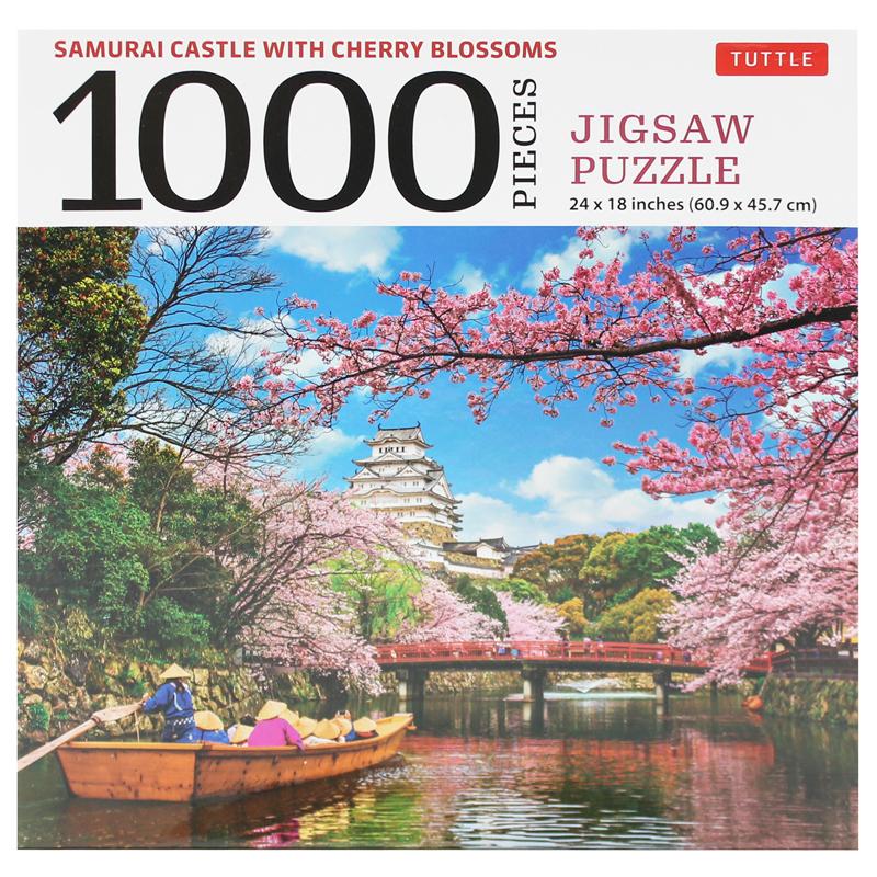 Samurai Castle &amp; Cherry Blossoms - 1000 Piece Jigsaw Puzzle: Cherry Blossoms At Himeji Castle (Finished Size 24 in x 18 in)