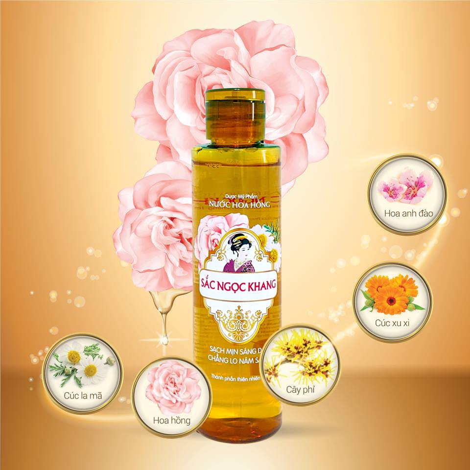 Combo Sắc Ngọc Khang 2 món [Nước hoa hồng+ Tẩy trang 145ml] làm sạch da, se khít lỗ chân lông