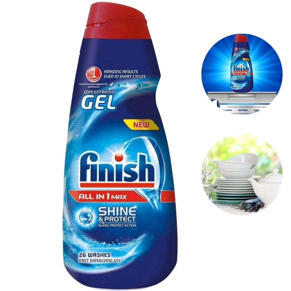 Gel rửa bát Finish All in 1 max Shine &amp; Protect Dishwasher Gels 650ml QT2824