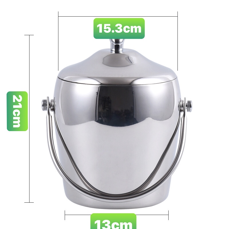 Xô Đá Inox #304 Bóng Cao Cấp Giữ Nhiệt 2 Lớp [ Chất Liệu Dày