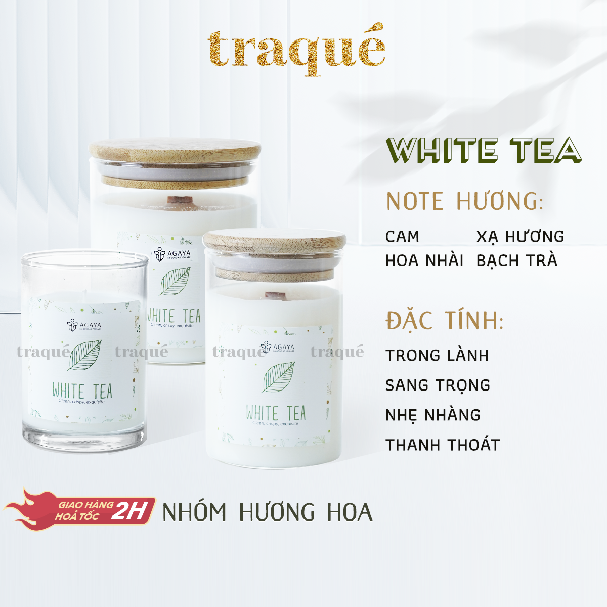 Nến thơm tinh dầu cao cấp không khói an toàn Candle Cup - White Tea - XS - 45g