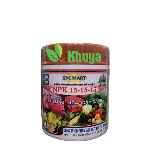 PHÂN BÓN HỖN HỢP NPK HÀN-VIỆT NPK 15-15-15 hủ 200gr CHUYÊN DÙNG RAU MÀU – HOA – CÂY CẢNH