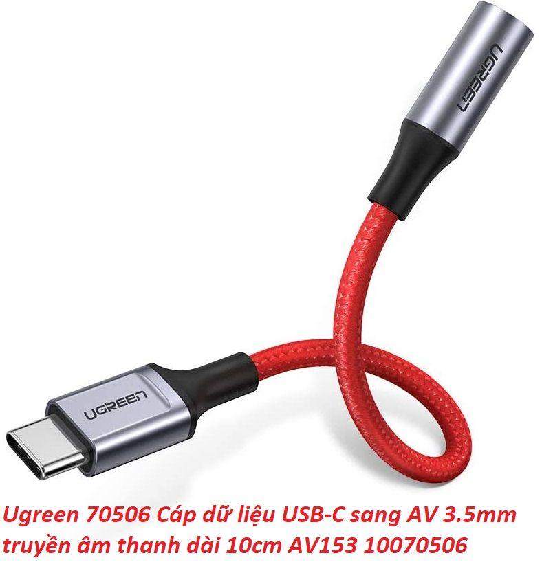 Ugreen UG70506AV153TK màu đỏ chuyển USB type C sang audio 3.5mm truyền âm thanh vỏ nhôm chống nhiễu dài 10cm - HÀNG CHÍNH HÃNG