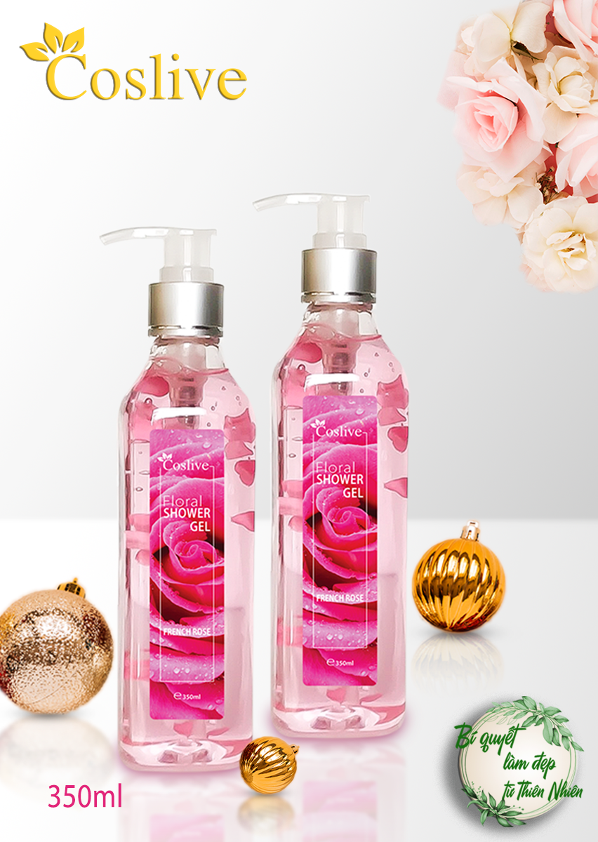 GEL TẮM CÁNH HOA HOA HỒNG PHÁP 350ML COSLIVE