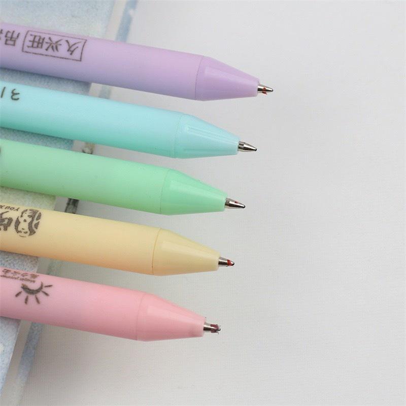 Bút bi gel bấm nhiều màu Macaron cute - 0.5mm - mực nước đen - VPP THIÊN ÁI