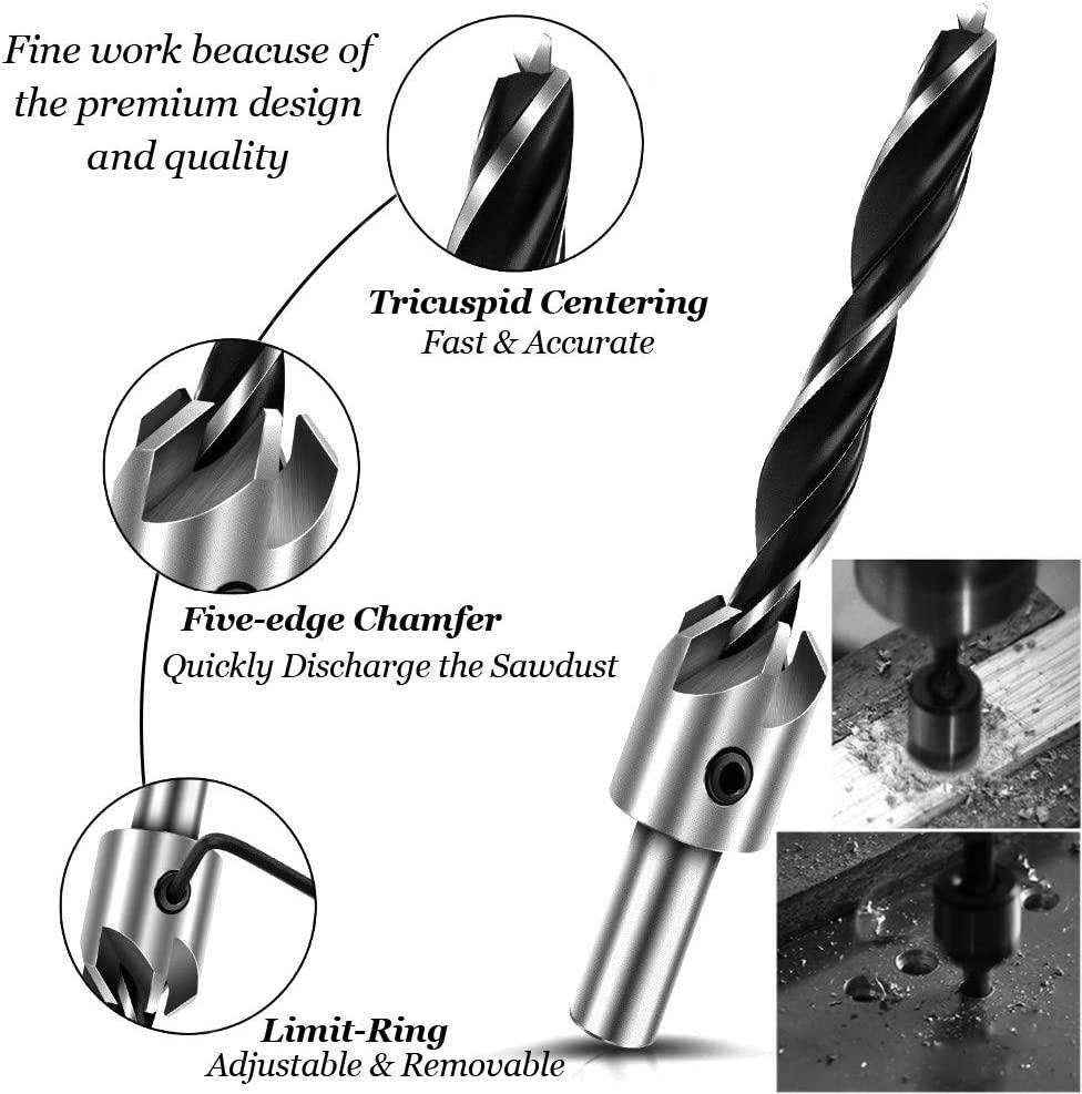 7PCS Gỗ gỗ dâu tây Bộ gỗ 5 bộ hoa hình nón trong thép ở công cụ gỗ tốc độ cao 3 4 5 6 7 8 mm mm với chìa khóa hình lục giác